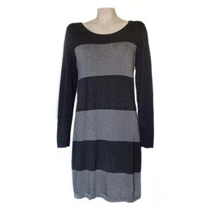 BANANA REPUBLIC Color Block Striped Metallic Sweater Dress grey cotton S